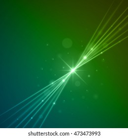 Smooth light blue green waves lines and Lens Flares vector abstract background. Good for promotion materials, brochures, banners. Abstract Backdrop, Glowing effects.