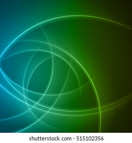 Smooth light blue green waves lines vector abstract background. Good for promotion materials, brochures, banners. Glowing effects.