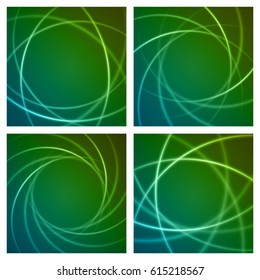 Smooth light blue green waves lines vector abstract set backgrounds. Good for promotion materials, brochures, banners. Abstract Backdrop, Technology Backgrounds.