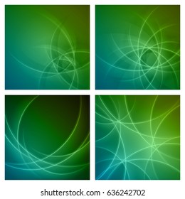 Smooth light blue green waves lines. Vector abstract set backgrounds. Good for promotion materials, brochures, banners. Abstract Backdrop, Technology Backgrounds.