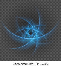 Smooth light blue lines on transparency background vector illustration. Glowing translucent element for special Effects. Abstract design.