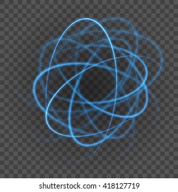 Smooth light blue lines on transparency background vector illustration. Glowing translucent element for special Effects. Abstract design.