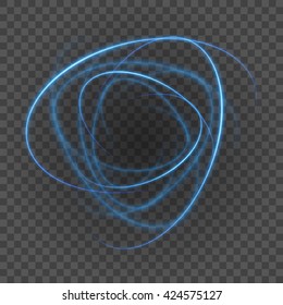 Smooth light blue lines on transparency background vector illustration. Glowing translucent element for special Effects. Abstract design.