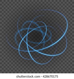 Smooth light blue lines on transparency background vector illustration. Glowing translucent element for special Effects. Abstract design.