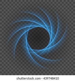 Smooth light blue lines on transparency background vector illustration. Glowing translucent element for special Effects. Abstract design.