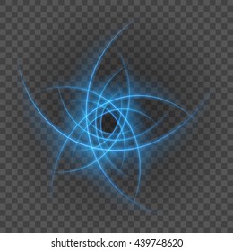 Smooth light blue lines on transparency background vector illustration. Glowing translucent element for special Effects. Abstract design.