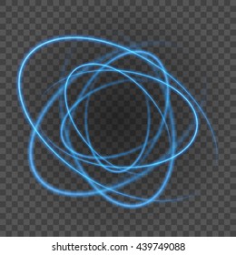 Smooth light blue lines on transparency background vector illustration. Glowing translucent element for special Effects. Abstract design.