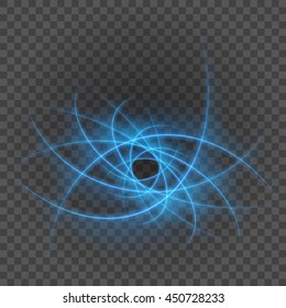 Smooth light blue lines on transparency background vector illustration. Glowing translucent element for special Effects. Abstract design.