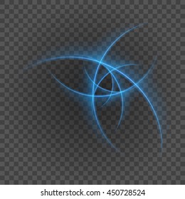 Smooth light blue lines on transparency background vector illustration. Glowing translucent element for special Effects. Abstract design.