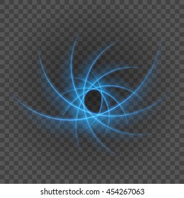 Smooth light blue lines on transparency background vector illustration. Glowing translucent element for special Effects. Abstract design.