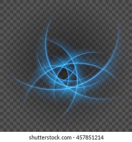 Smooth light blue lines on transparency background vector illustration. Glowing translucent element for special Effects. Abstract design.