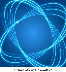 Smooth light blue waves lines vector abstract background. Good for promotion materials, brochures, banners. Abstract Backdrop, Technology Background. Glowing effects.