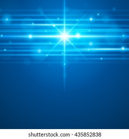 Smooth light blue waves lines and Lens Flares vector abstract background. Good for promotion materials, brochures, banners. Abstract Backdrop, Glowing effects.