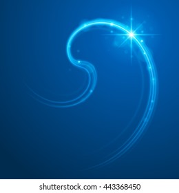 Smooth light blue waves lines and Lens Flares vector abstract background. Good for promotion materials, brochures, banners. Abstract Backdrop, Glowing effects.