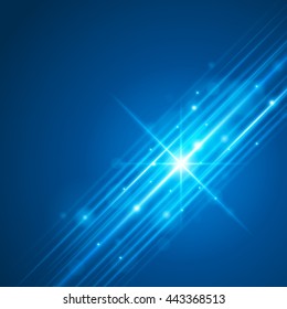 Smooth light blue waves lines and Lens Flares vector abstract background. Good for promotion materials, brochures, banners. Abstract Backdrop, Glowing effects.