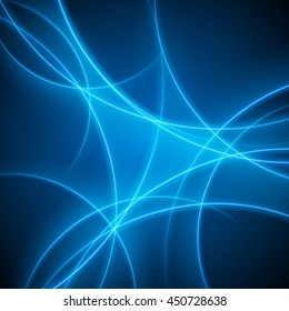 Smooth light blue waves lines vector abstract background. Good for promotion materials, brochures, banners. Abstract Backdrop, Technology Background. Glowing effects.