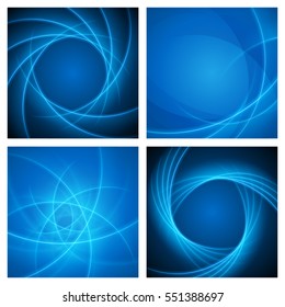 Smooth light blue waves lines vector abstract set backgrounds. Good for promotion materials, brochures, banners. Abstract Backdrop, Technology Backgrounds.