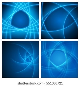 Smooth light blue waves lines vector abstract set backgrounds. Good for promotion materials, brochures, banners. Abstract Backdrop, Technology Backgrounds.