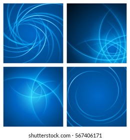 Smooth light blue waves lines vector abstract set backgrounds. Good for promotion materials, brochures, banners. Abstract Backdrop, Technology Backgrounds.