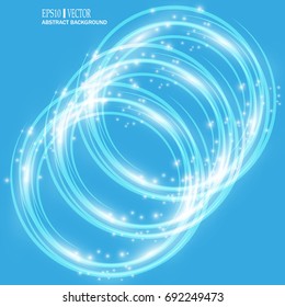 Smooth light blue waves lines and Lens Flares vector abstract background. Good for promotion materials, brochures, banners. Abstract Backdrop, Glowing effects. Vector