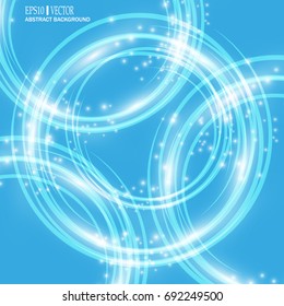 Smooth light blue waves lines and Lens Flares vector abstract background. Good for promotion materials, brochures, banners. Abstract Backdrop, Glowing effects. Vector