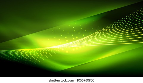 Efecto ligero suave, líneas rectas sobre fondo oscuro de neón brillante brillante. Idea de tecnología energética. Ilustración del vector