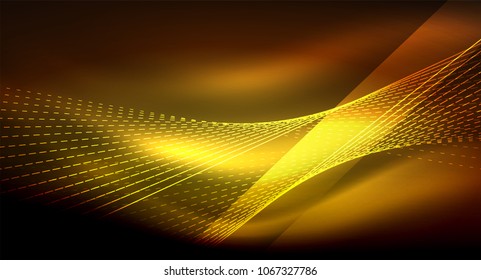Efecto ligero suave, líneas rectas sobre fondo oscuro de neón brillante brillante. Idea de tecnología energética. Ilustración del vector