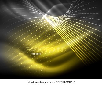 Efecto ligero suave, líneas rectas sobre fondo oscuro de neón brillante brillante. Idea de tecnología energética. Ilustración del vector