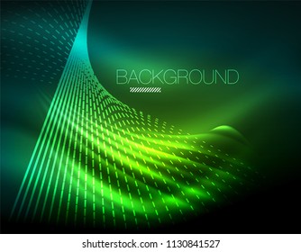 Efecto ligero suave, líneas rectas sobre fondo oscuro de neón brillante brillante. Idea de tecnología energética. Ilustración del vector
