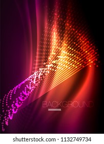 Efeito de luz suave, linhas retas sobre fundo escuro brilhante neon. Ideia de tecnologia de energia. Ilustração vetorial