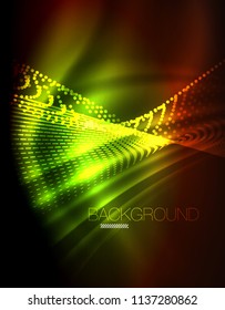 Efecto ligero suave, líneas rectas sobre fondo oscuro de neón brillante brillante. Idea de tecnología energética. Ilustración del vector