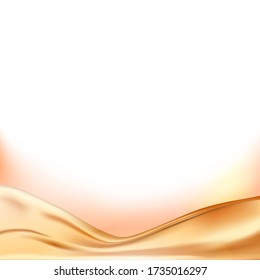 Smooth light gold waves line. Beautiful Gold Satin. Vector Illustration
