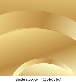 Línea de ondas doradas suaves y ligeras. Hermosa satén dorada. Fondo Drapery. Ilustración vectorial