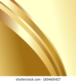 Smooth light gold waves line. Beautiful Gold Satin. Drapery Background. Vector Illustration