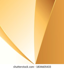 Smooth light gold waves line. Beautiful Gold Satin. Drapery Background. Vector Illustration