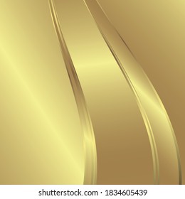 Smooth light gold waves line. Beautiful Gold Satin. Drapery Background. Vector Illustration