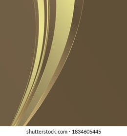 Línea de ondas doradas suaves y ligeras. Hermosa satén dorada. Fondo Drapery. Ilustración vectorial