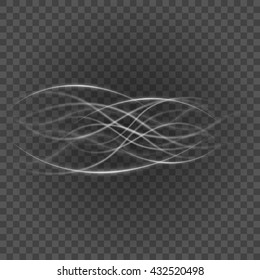 Smooth light gray lines on transparency background vector illustration. Glowing translucent element for special Effects. Abstract design.