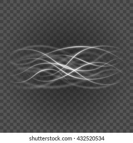 Smooth light gray lines on transparency background vector illustration. Glowing translucent element for special Effects. Abstract design.