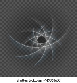 Smooth light gray lines on transparency background vector illustration. Glowing translucent element for special Effects. Abstract design.