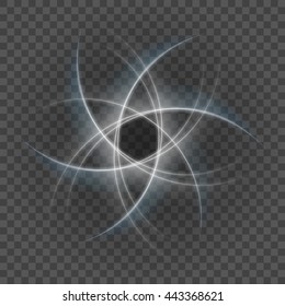 Smooth light gray lines on transparency background vector illustration. Glowing translucent element for special Effects. Abstract design.