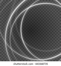 Smooth light gray lines on transparency background vector illustration. Glowing translucent element for special Effects. Abstract design.