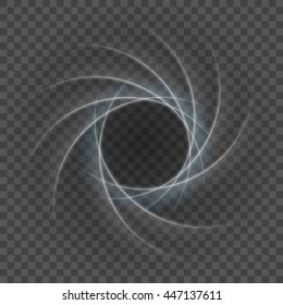 Smooth light gray lines on transparency background vector illustration. Glowing translucent element for special Effects. Abstract design.