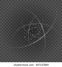 Smooth light gray lines on transparency background vector illustration. Glowing translucent element for special Effects. Abstract design.