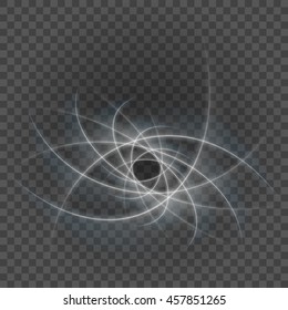 Smooth light gray lines on transparency background vector illustration. Glowing translucent element for special Effects. Abstract design.