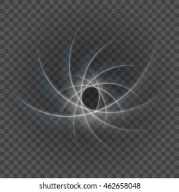 Smooth light gray lines on transparency background vector illustration. Glowing translucent element for special Effects. Abstract design.