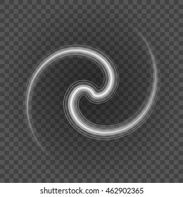 Smooth light gray lines on transparency background vector illustration. Glowing translucent element for special Effects. Abstract design.