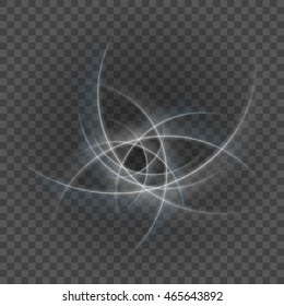 Smooth light gray lines on transparency background vector illustration. Glowing translucent element for special Effects. Abstract design.