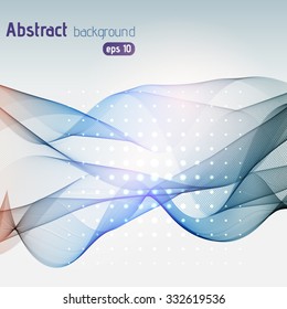 Smooth light lines background. Silver, blue, white colors. Vector illustration