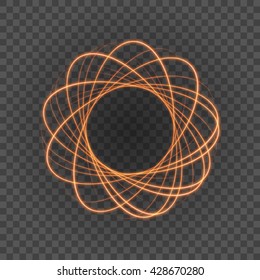 Smooth light orange lines on transparency background vector illustration. Glowing translucent element for special Effects. Abstract design.